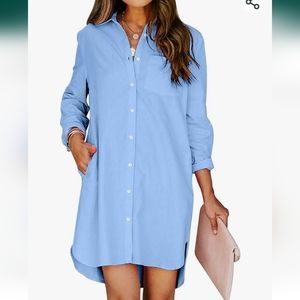 New Sky Blue Shirt Dress